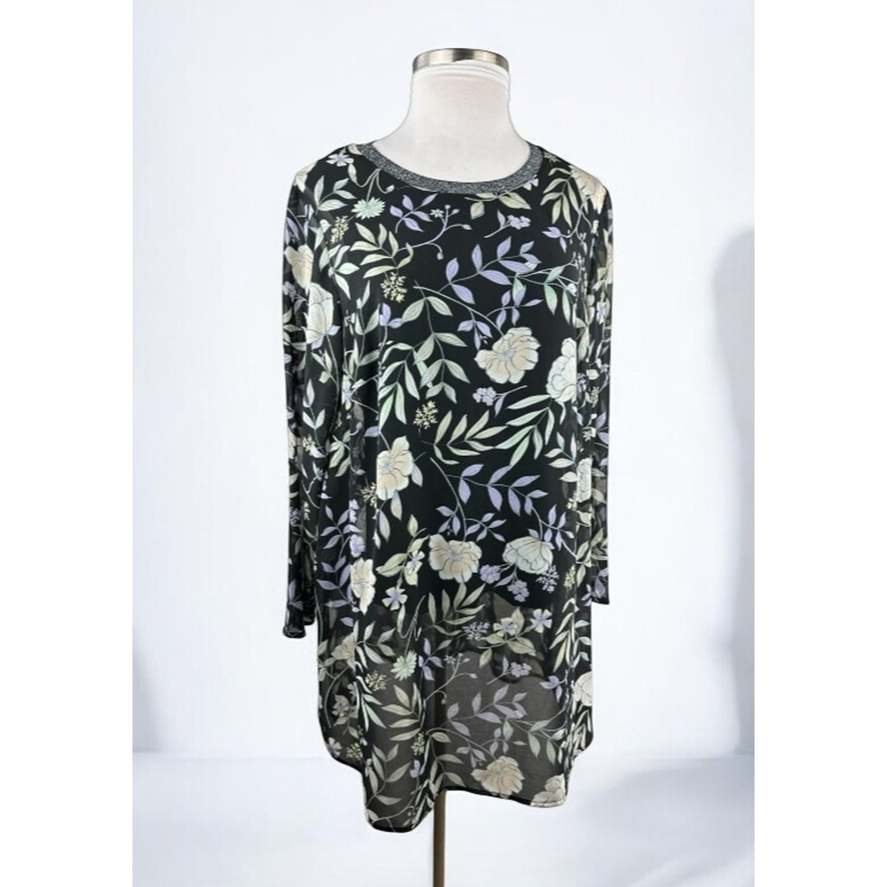 Calvin Klein Floral Wildflower Lined Tunic Blouse Mini Dress Womens Plus Size 1X - Picture 2 of 16